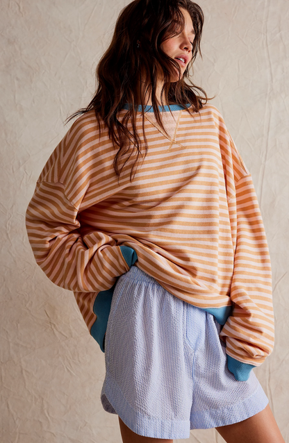 Women's Striped Oversized Pullover | Soft & Cozy Fabric | Vibrant Stripes | Relaxed Fit | Casual Sweater for All Seasons