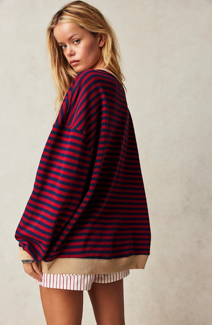 Women's Striped Oversized Pullover | Soft & Cozy Fabric | Vibrant Stripes | Relaxed Fit | Casual Sweater for All Seasons