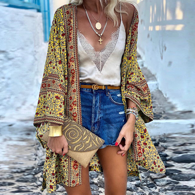 Women's Bohemian Loose Cardigan | Flared Sleeves | Open Front | Comfortable & Stylish