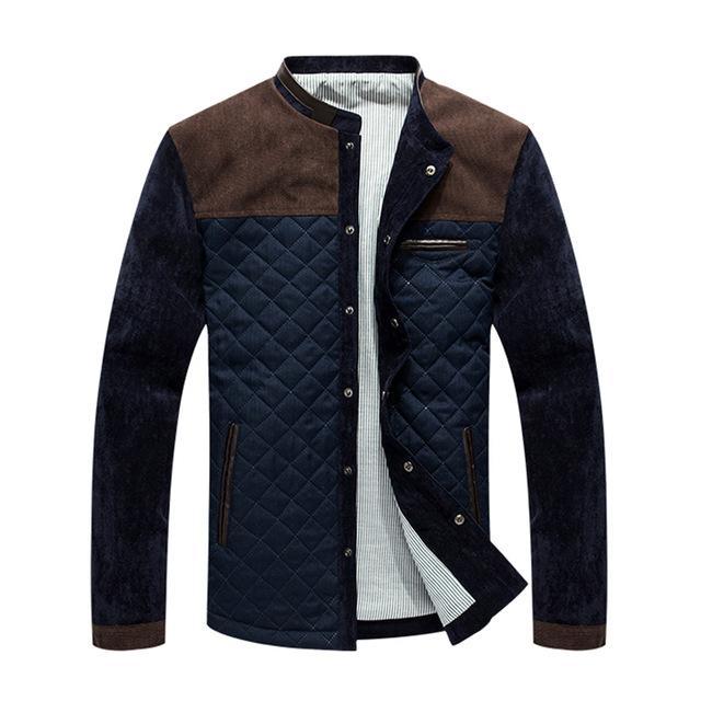 Men's Corduroy Block-pattern Casual Jacket | Stand Collar | Warm & Durable | Slim fit | For Fall & Winter Wear