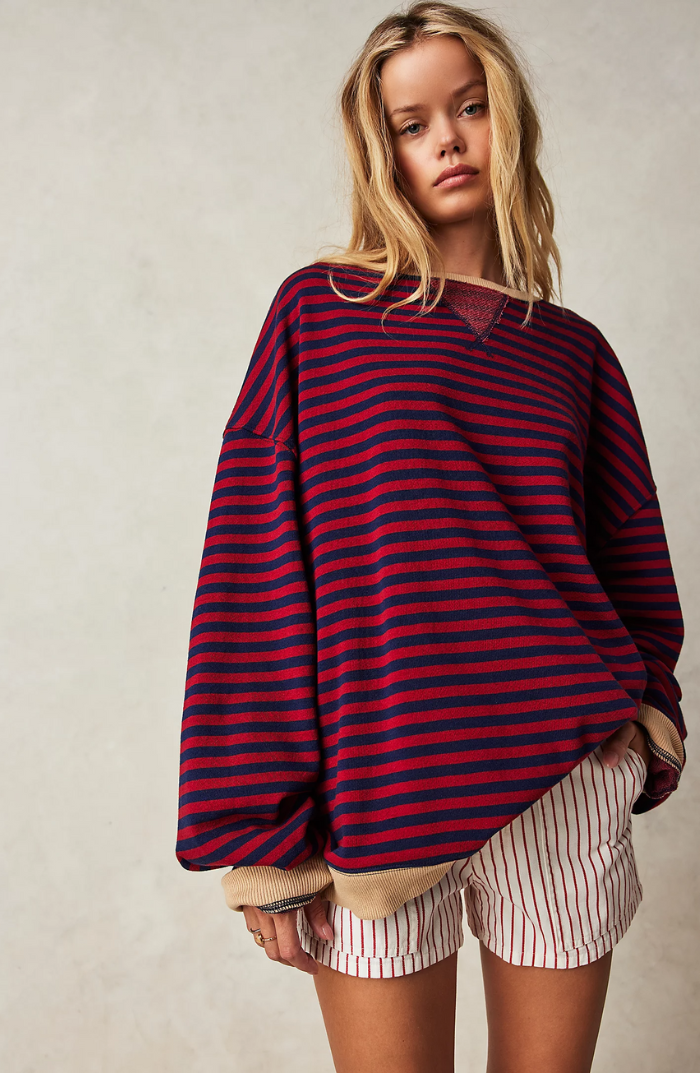 Women's Striped Oversized Pullover | Soft & Cozy Fabric | Vibrant Stripes | Relaxed Fit | Casual Sweater for All Seasons