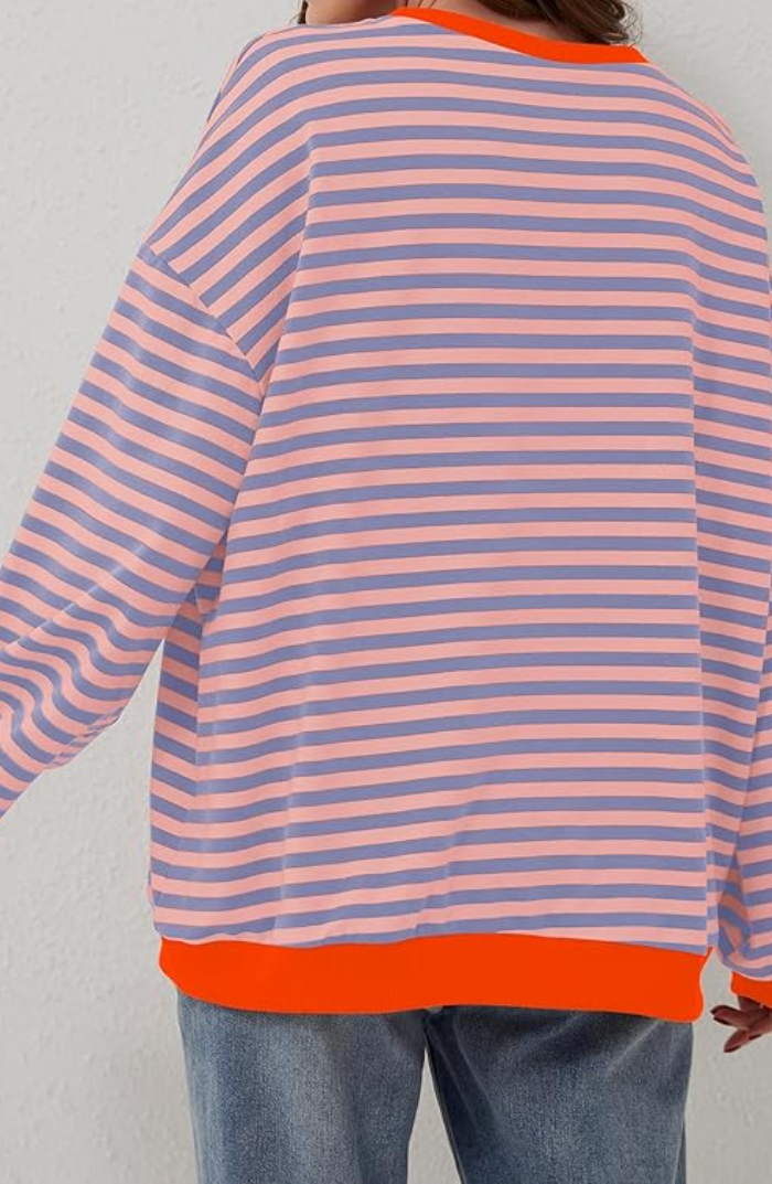 Women's Striped Oversized Pullover | Soft & Cozy Fabric | Vibrant Stripes | Relaxed Fit | Casual Sweater for All Seasons