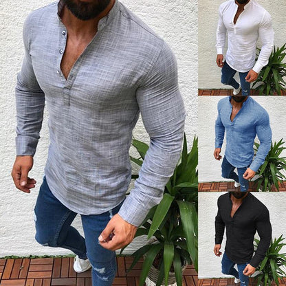 Men's Half-Open Fitted Henley Shirt | Slim Fit | Versatile Casual & Semi-Formal Design | Perfect for All Seasons | For Men