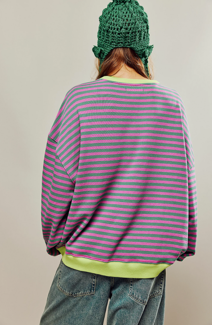 Women's Striped Oversized Pullover | Soft & Cozy Fabric | Vibrant Stripes | Relaxed Fit | Casual Sweater for All Seasons