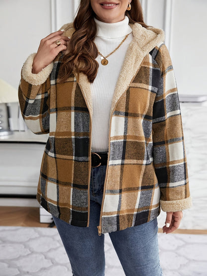 Women's Warm Plaid Zip-Up Jacket | Plush Lined | Cozy & Stylish | Vintage-Inspired | Versatile Fit