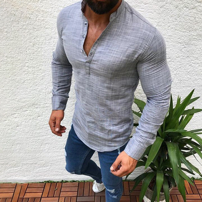 Men's Half-Open Fitted Henley Shirt | Slim Fit | Versatile Casual & Semi-Formal Design | Perfect for All Seasons | For Men