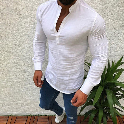 Men's Half-Open Fitted Henley Shirt | Slim Fit | Versatile Casual & Semi-Formal Design | Perfect for All Seasons | For Men