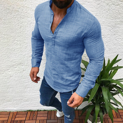 Men's Half-Open Fitted Henley Shirt | Slim Fit | Versatile Casual & Semi-Formal Design | Perfect for All Seasons | For Men