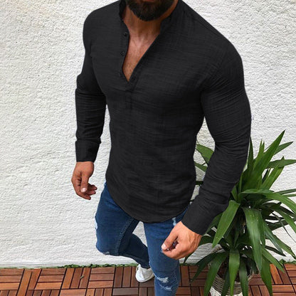 Men's Half-Open Fitted Henley Shirt | Slim Fit | Versatile Casual & Semi-Formal Design | Perfect for All Seasons | For Men