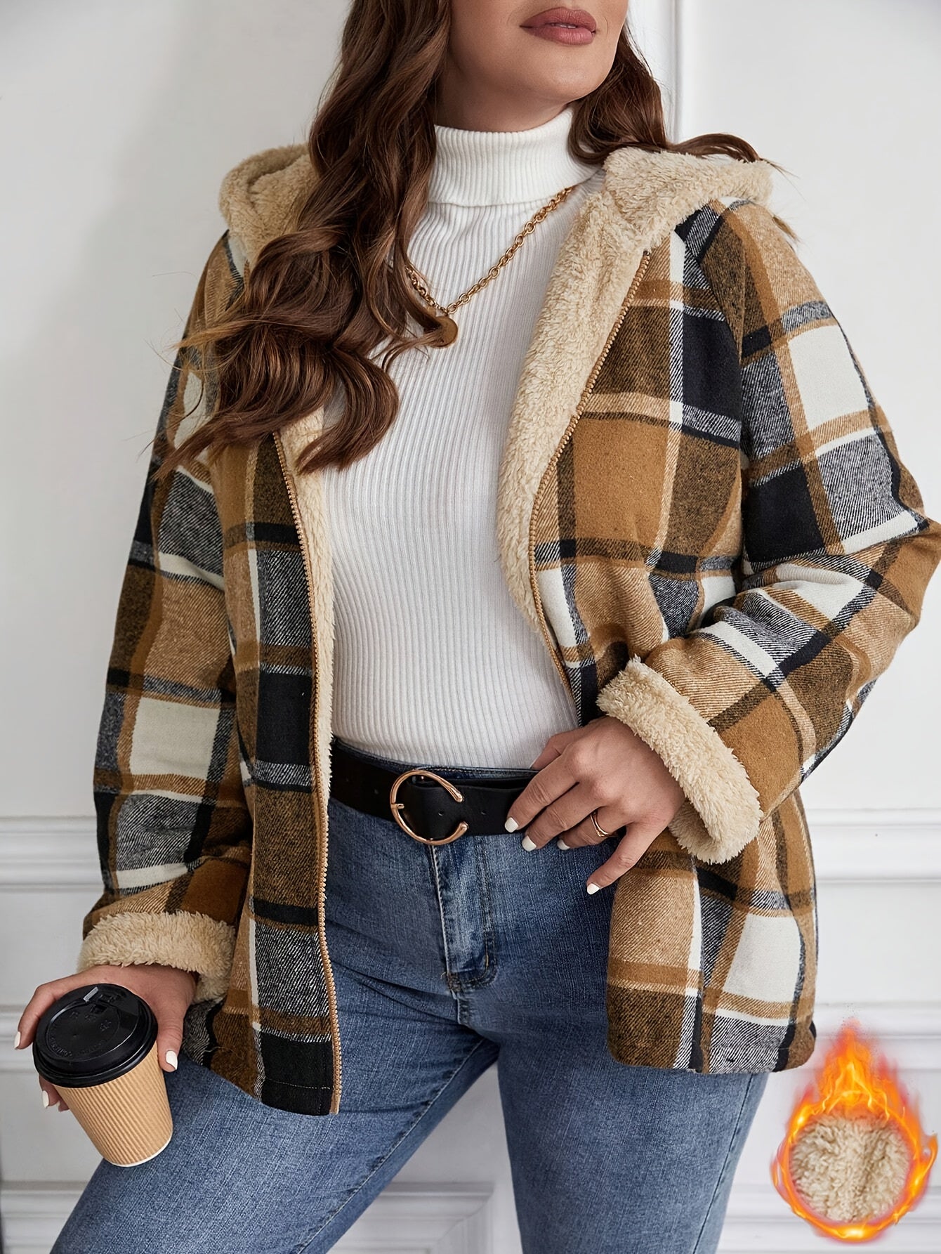 Women's Warm Plaid Zip-Up Jacket | Plush Lined | Cozy & Stylish | Vintage-Inspired | Versatile Fit