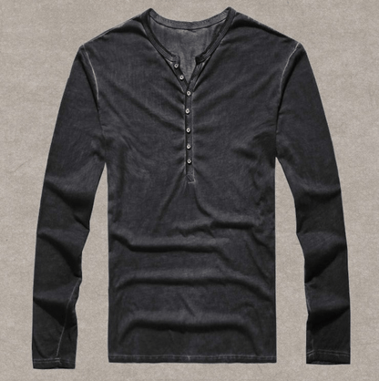 Men's Basic Vintage Henley Shirt | Regular Fit | Long Sleeve | Casual & Versatile Design | Comfortable & Stylish | Great for All Seasons