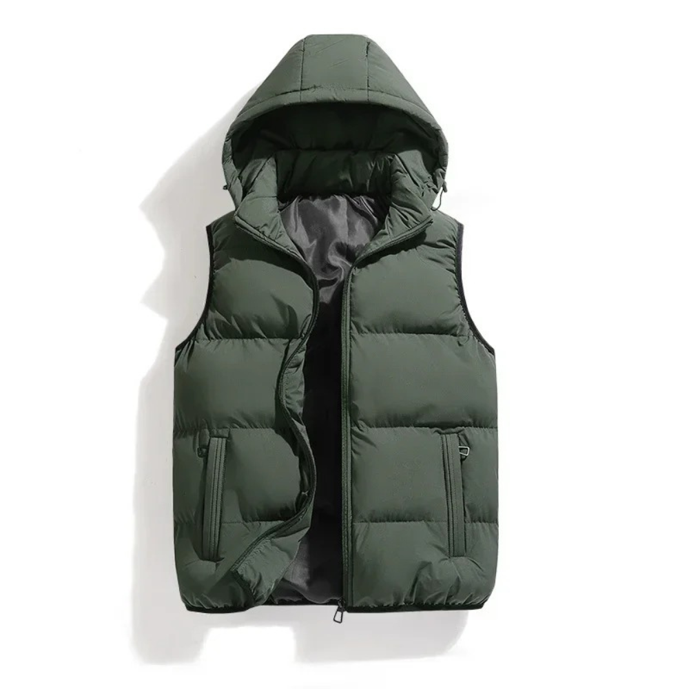 Men's Down Puffer Sleeveless Jacket | Removable Hood | Casual Outdoor Winter Jacket | Warm & Stylish