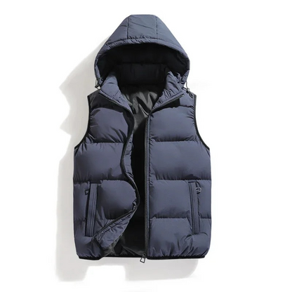 Men's Down Puffer Sleeveless Jacket | Removable Hood | Casual Outdoor Winter Jacket | Warm & Stylish