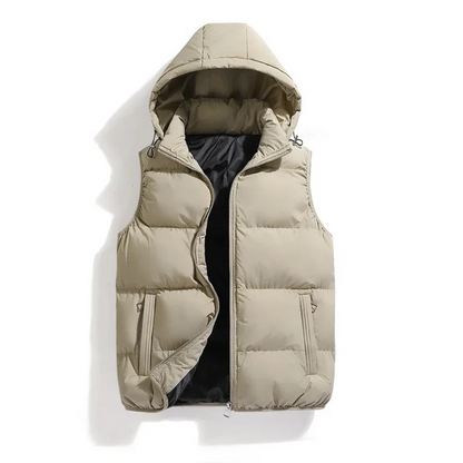 Men's Down Puffer Sleeveless Jacket | Removable Hood | Casual Outdoor Winter Jacket | Warm & Stylish