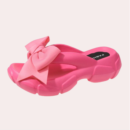 Women's Elegant Slip-On Ribbon Slippers | Anti-Slip Beach Sandals | Bow Detail | Casual Footwear