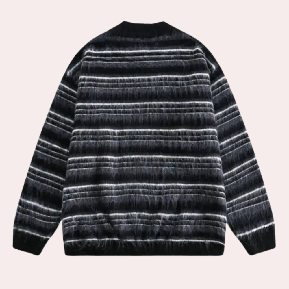 Men's Classic Striped Cozy Sweater | Black | Regular Fit | Warm & Comfortable | Casual Wear