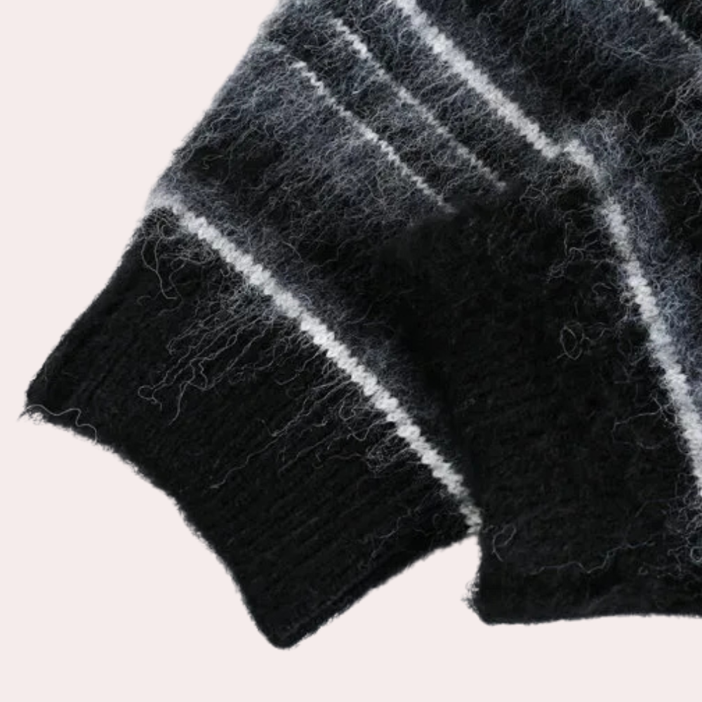 Men's Classic Striped Cozy Sweater | Black | Regular Fit | Warm & Comfortable | Casual Wear