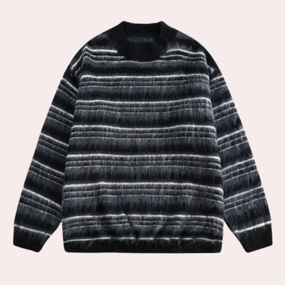 Men's Classic Striped Cozy Sweater | Black | Regular Fit | Warm & Comfortable | Casual Wear