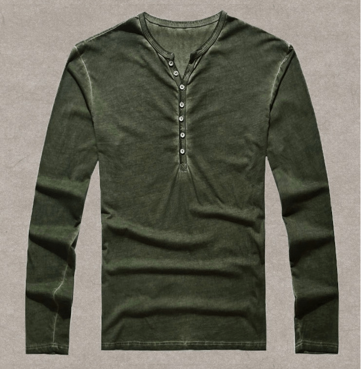 Men's Basic Vintage Henley Shirt | Regular Fit | Long Sleeve | Casual & Versatile Design | Comfortable & Stylish | Great for All Seasons