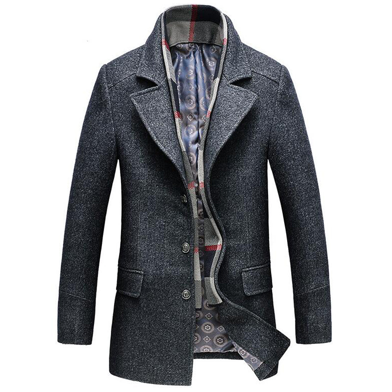 Men's Royal Pea Coat With Detachable Scarf | Classic Fit | Winter Coat for Adults | Men