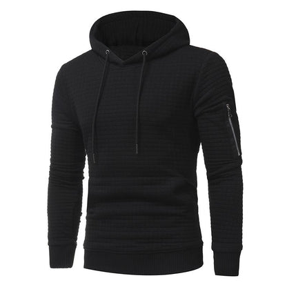 Men's Hooded Pullover Outwear Sweater | Zipper Detail | Ribbed Cuffs | Casual & Sportswear