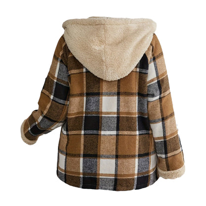 Women's Warm Plaid Zip-Up Jacket | Plush Lined | Cozy & Stylish | Vintage-Inspired | Versatile Fit