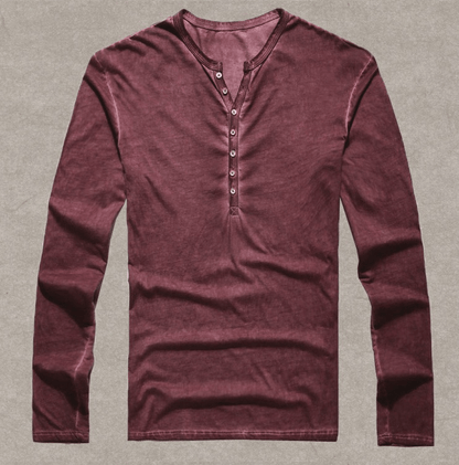 Men's Basic Vintage Henley Shirt | Regular Fit | Long Sleeve | Casual & Versatile Design | Comfortable & Stylish | Great for All Seasons