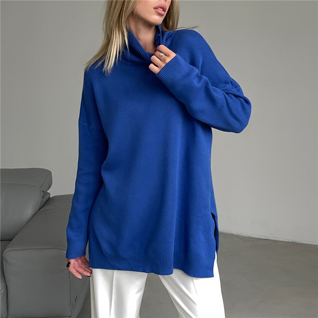 Women's Stylish Side-Slit Turtleneck Sweater | Loose Fit | Casual & Evening Wear | Versatile Design | Multiple Colours Available