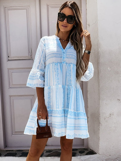 Women's Beautiful Airy Boho Dress | Flared Sleeves | Flattering Fit | Summer Beach Party Dress | For Women