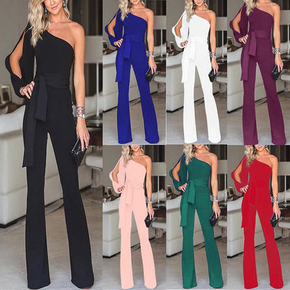 Women's Chic Evening-Wear Jumpsuit | Elegant Open Sleeve Design | Slim Fit | Perfect for Weddings and Parties