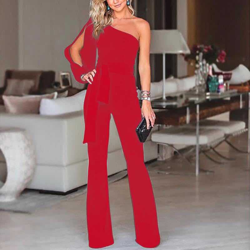 Women's Chic Evening-Wear Jumpsuit | Elegant Open Sleeve Design | Slim Fit | Perfect for Weddings and Parties