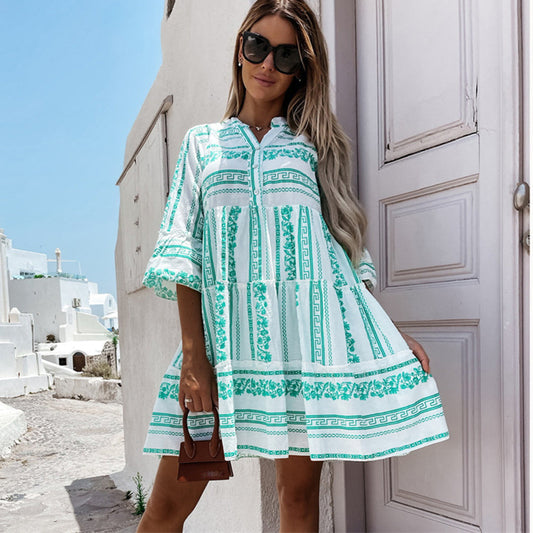 Women's Beautiful Airy Boho Dress | Flared Sleeves | Flattering Fit | Summer Beach Party Dress | For Women