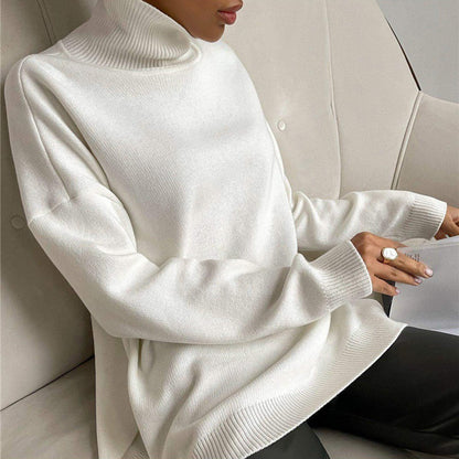 Women's Stylish Side-Slit Turtleneck Sweater | Loose Fit | Casual & Evening Wear | Versatile Design | Multiple Colours Available