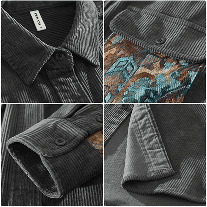 Men's Corduroy Aztec Design Shirt | Timeless & Versatile | Casual & Smart Wear