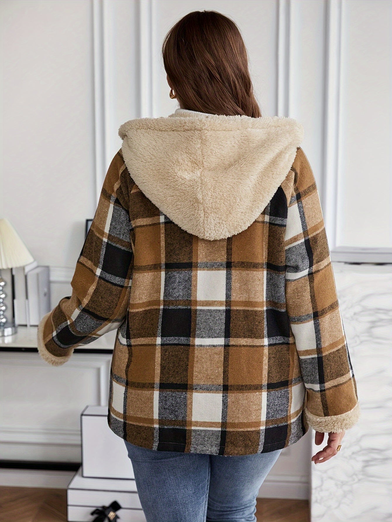 Women's Warm Plaid Zip-Up Jacket | Plush Lined | Cozy & Stylish | Vintage-Inspired | Versatile Fit