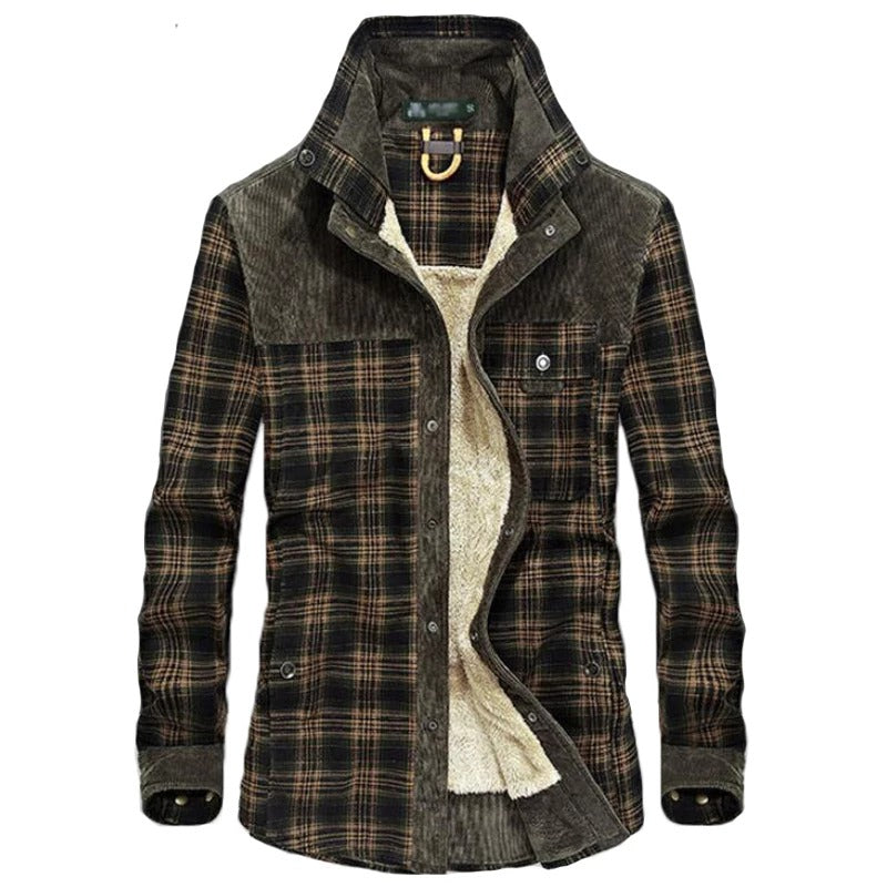 Men's Plaid Corduroy Admiral Jacket | Regular Fit | Warm & Stylish | Perfect for Outdoor & Casual Wear