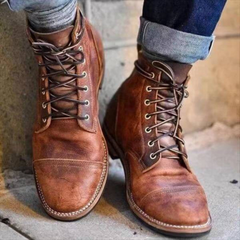 Men’s Leather Boots | Durable & Stylish | Slip-Resistant Sole | Insulated for Warmth