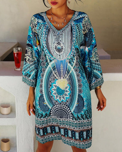 Women's Bohemian Printed Dress | Relaxed Fit | Vibrant Print | Flowing Silhouette | Stylish & Comfortable Summer Dress