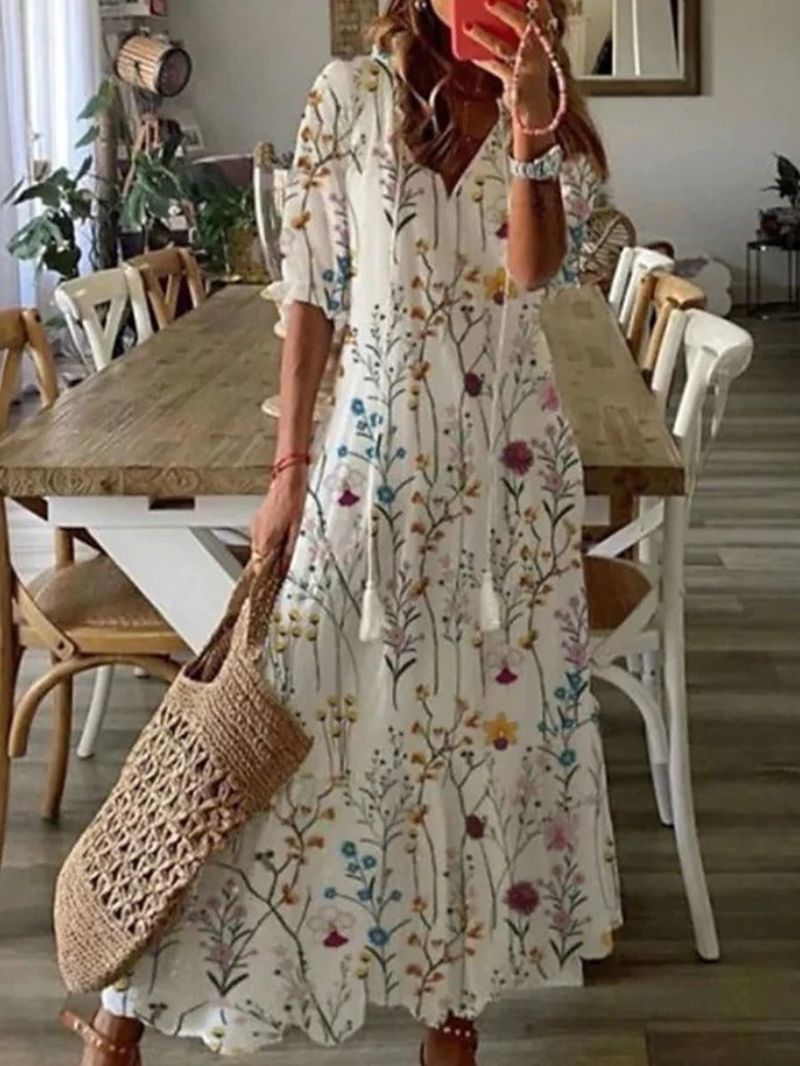 Women's Flowy Printed Dress | Relaxed Fit | Lightweight & Elegant | Casual & Summer Dress