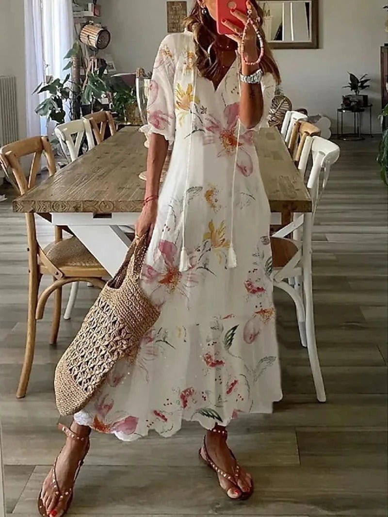 Women's Flowy Printed Dress | Relaxed Fit | Lightweight & Elegant | Casual & Summer Dress