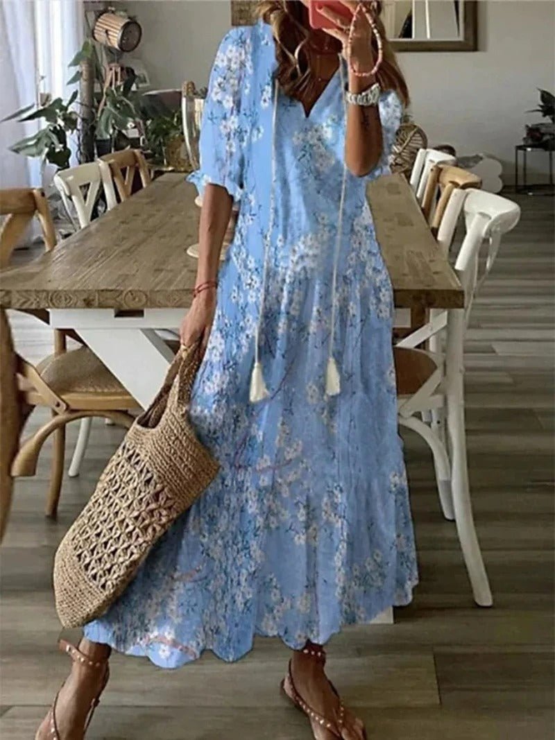 Women's Flowy Printed Dress | Relaxed Fit | Lightweight & Elegant | Casual & Summer Dress