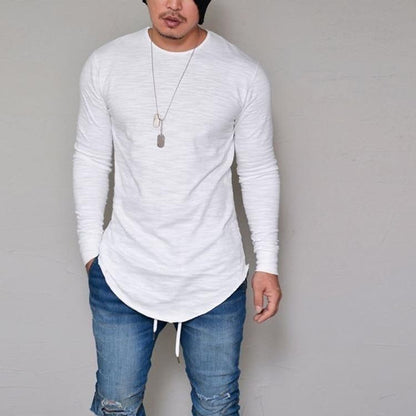 Men's Longline Long Sleeve Shirt | Slim Fit | Modern Hip-Hop Style | Versatile Colors | Casual & Chic | Ideal for Spring & Autumn