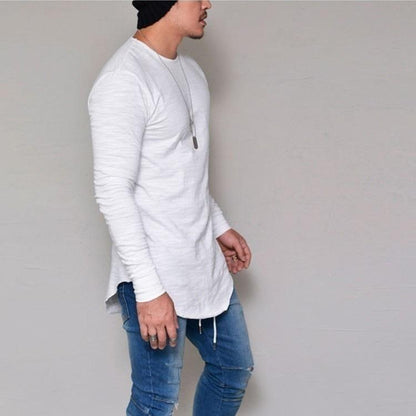 Men's Longline Long Sleeve Shirt | Slim Fit | Modern Hip-Hop Style | Versatile Colors | Casual & Chic | Ideal for Spring & Autumn