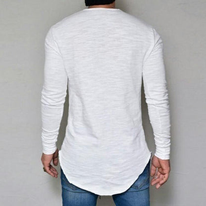 Men's Longline Long Sleeve Shirt | Slim Fit | Modern Hip-Hop Style | Versatile Colors | Casual & Chic | Ideal for Spring & Autumn