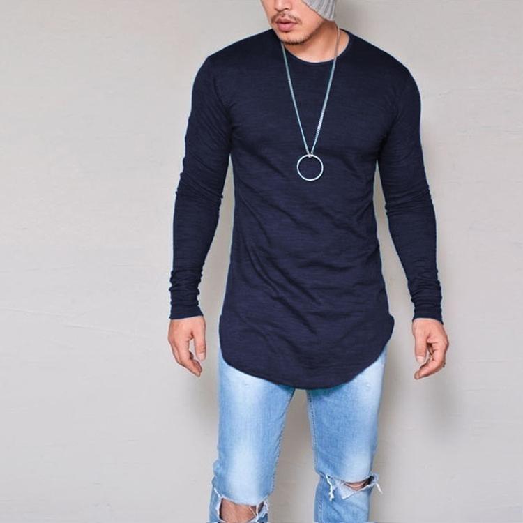 Men's Longline Long Sleeve Shirt | Slim Fit | Modern Hip-Hop Style | Versatile Colors | Casual & Chic | Ideal for Spring & Autumn