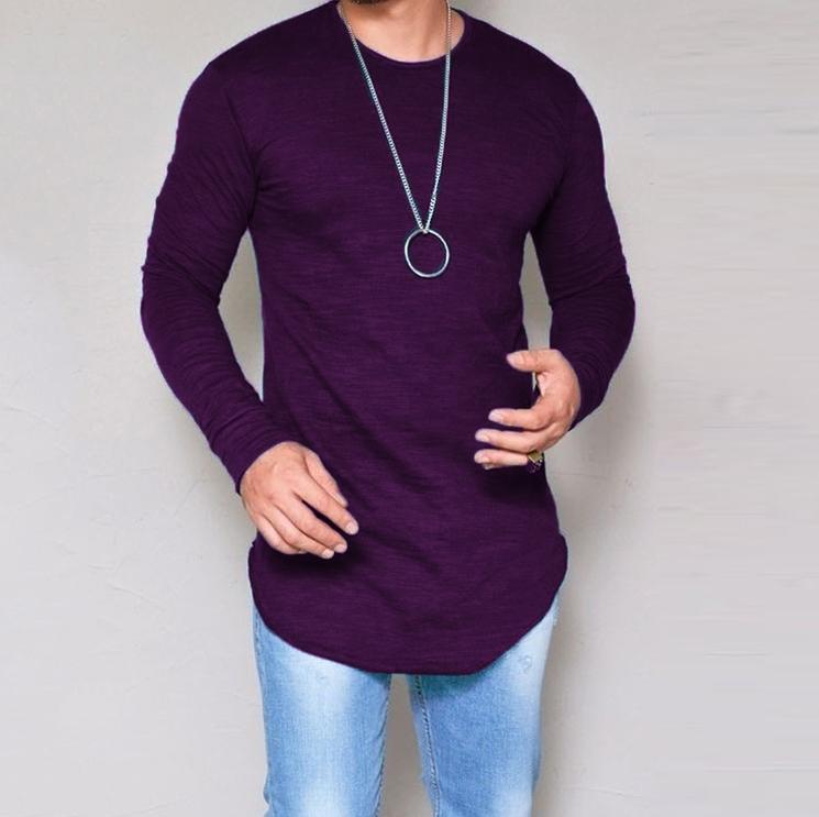 Men's Longline Long Sleeve Shirt | Slim Fit | Modern Hip-Hop Style | Versatile Colors | Casual & Chic | Ideal for Spring & Autumn