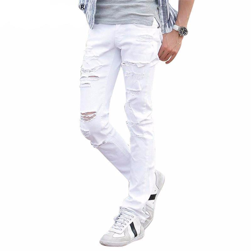 Men's Tattered White Ripped Jeans | Slim Fit | Trendy Casual Wear | Colour White | Comfortable & Breathable | For Men