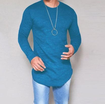 Men's Longline Long Sleeve Shirt | Slim Fit | Modern Hip-Hop Style | Versatile Colors | Casual & Chic | Ideal for Spring & Autumn