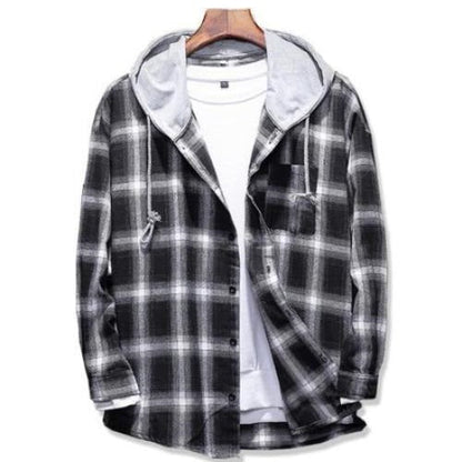 Men's Plaid Casual Hooded Shirt | Slim Fit | Lightweight Jacket | For Outdoor & Casual Wear