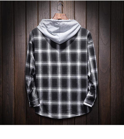 Men's Plaid Casual Hooded Shirt | Slim Fit | Lightweight Jacket | For Outdoor & Casual Wear